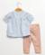 Ensemble tunique + leggings 100% coton bébé fille Fond blanc casse raye bleu 3 - vertbaudet enfant 
