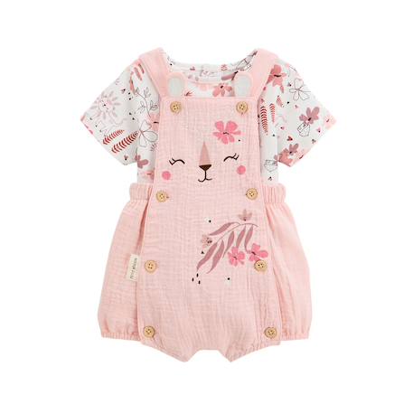 Ensemble salopette bébé en gaze de coton et t-shirt petit safari Rose 2 - vertbaudet enfant 