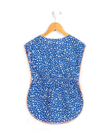 Robe manches courtes fille Fond blanc imprime bleu 3 - vertbaudet enfant 