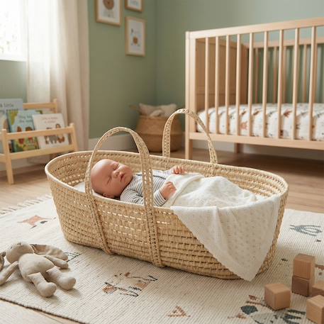 Jouet couffin poupée 60cm en fibres naturelles Beige 2 - vertbaudet enfant 