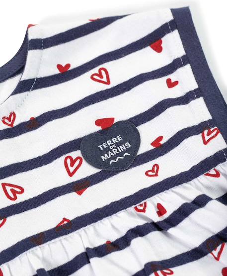 Ensemble robe + bas 100% coton bébé fille Fond blanc raye indigo 3 - vertbaudet enfant 