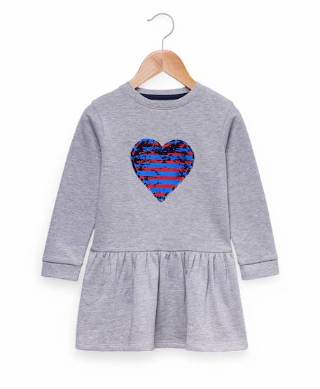 Robe manches longues réversible fille Gris chine 4 - vertbaudet enfant 