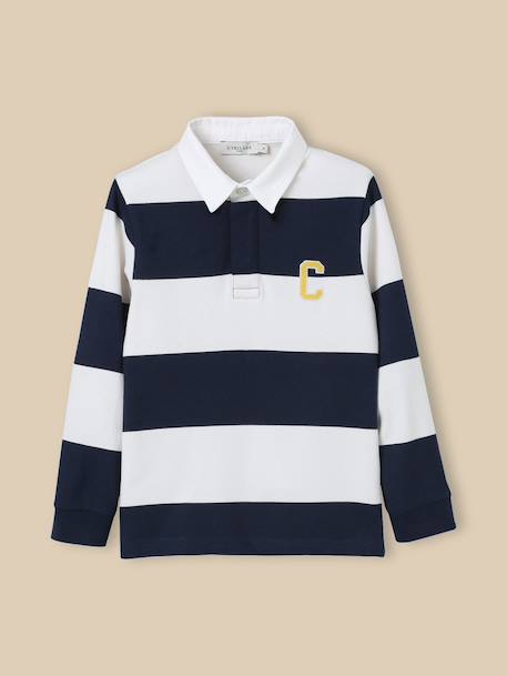 Polo-rugby garçon - coton biologique Rayure bico bleu+Rayure bico rouge+Rayure bico verte 1 - vertbaudet enfant 