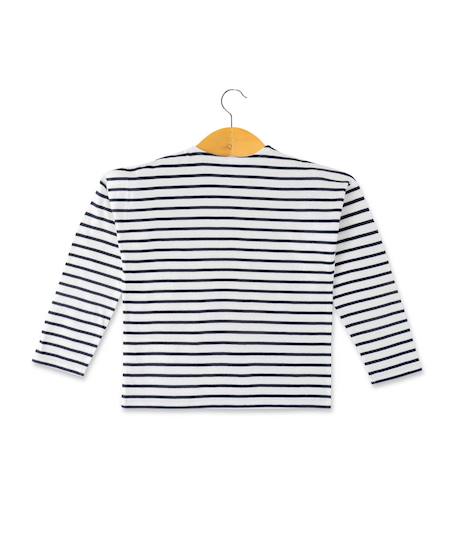 Mariniere manches longues 100% coton fille Fond blanc casse raye indigo 2 - vertbaudet enfant 