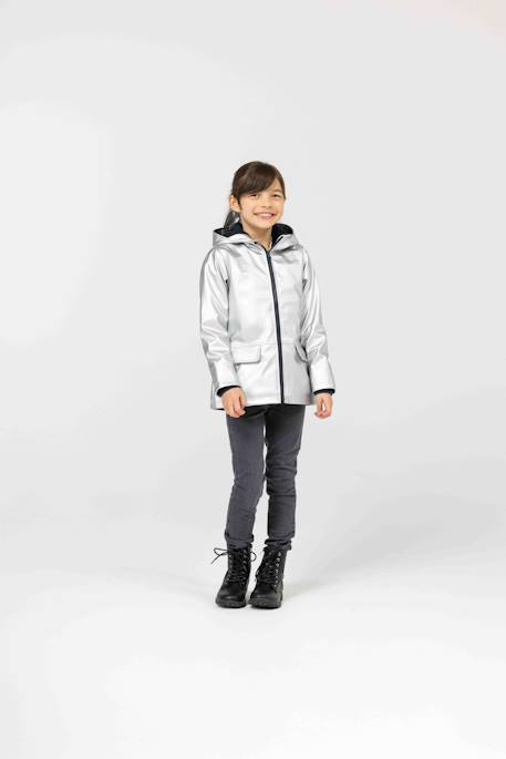 Ciré imperméable à capuche fille Argent 2 - vertbaudet enfant 