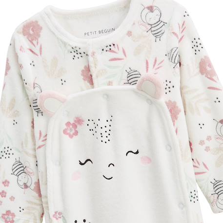Pyjama bébé en velours ouverture pont mya Ecru 4 - vertbaudet enfant 