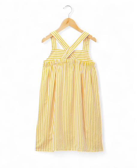 Robe sans manches 100% coton fille Fond blanc raye jaune 4 - vertbaudet enfant 