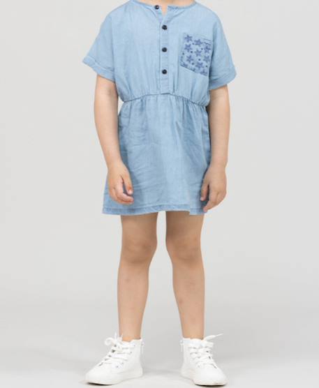 Robe manches courtes fille Denim clair 4 - vertbaudet enfant 