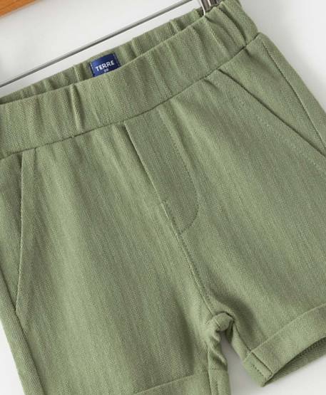 Ensemble short + haut 100% coton bébé garçon Grege / kaki 4 - vertbaudet enfant 