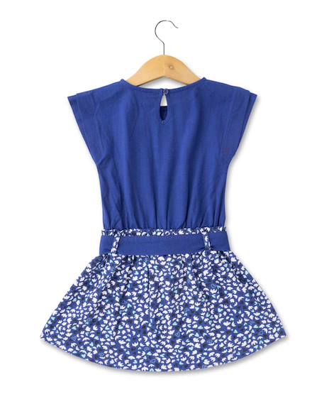 Ensemble robe + bandeau 100% coton fille Fond bleu imprime blanc 3 - vertbaudet enfant 