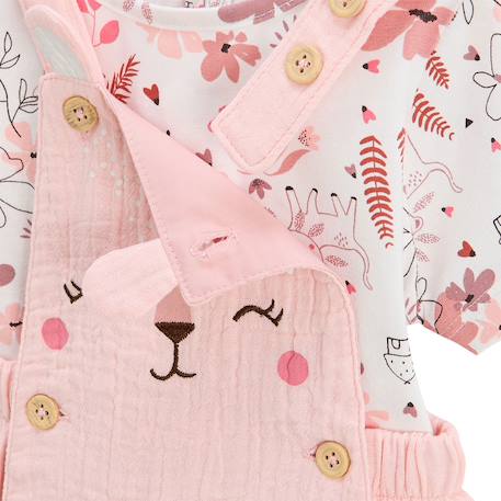 Ensemble salopette bébé en gaze de coton et t-shirt petit safari Rose 4 - vertbaudet enfant 