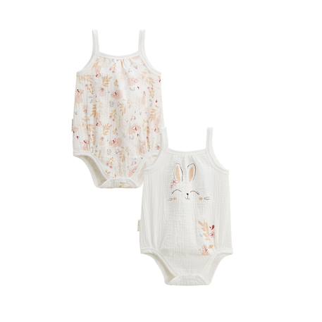 Lot de 2 barboteuses bloomer bébé en gaze de coton praline Ecru 2 - vertbaudet enfant 