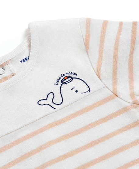 Body manches longues bébé Fond naturel raye peche clair 3 - vertbaudet enfant 