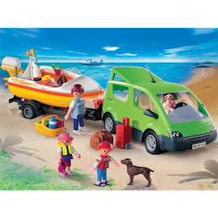 Jouet-Jeux d'imagination-City life - voiture familiale avec remorque porte-bateaux 4144