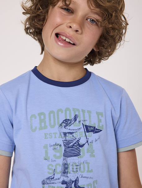 T-shirt manches courtes 100% coton garçon Bleu 3 - vertbaudet enfant 