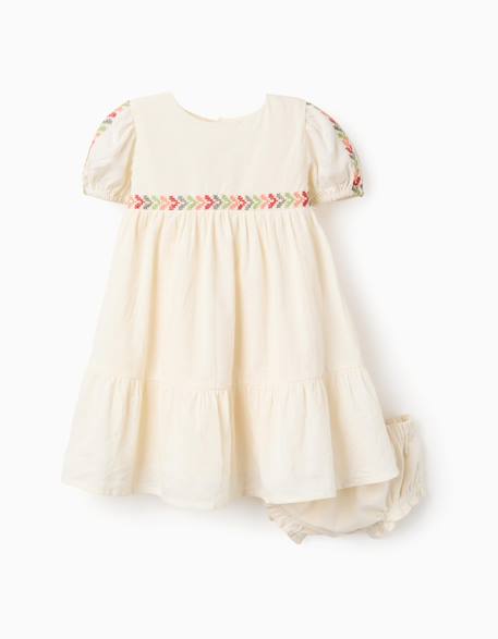 Bébé-Robe en lin avec broderie + bloomer