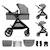 Poussette multifonction 2 en 1 ESME avec grandes roues, suspension, pliage compact, transformation nacelle en poussette, harnais 5 points, adaptateurs travel system, canopy large, panier, jusqu’à 25 kg . Gris+Noir 1 - vertbaudet enfant 