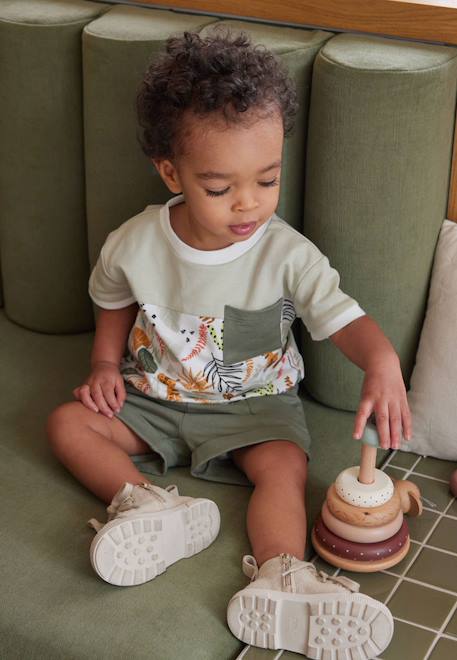 Ensemble enfant t-shirt et short dumbea Kaki 1 - vertbaudet enfant 