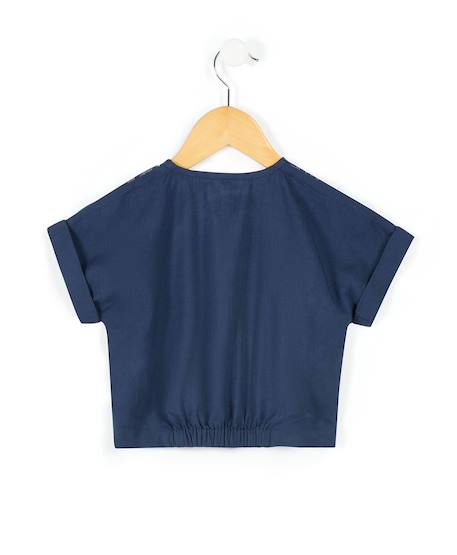 Blouse manches courtes fille Marine 2 - vertbaudet enfant 