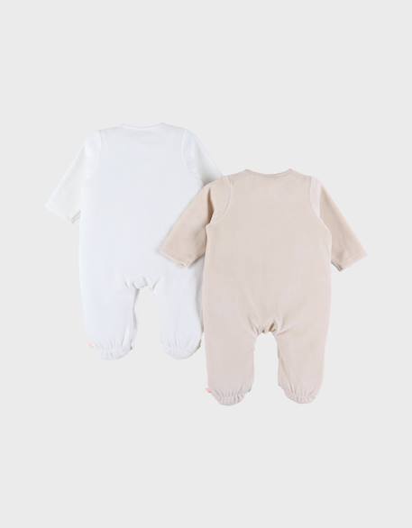 Lot de 2 pyjamas bébé velours Beige 3 - vertbaudet enfant 
