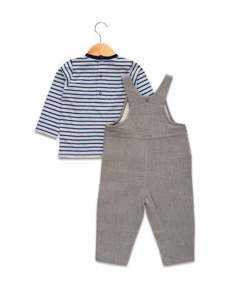 Ensemble salopette + haut 100% coton bébé garçon Gris 2 - vertbaudet enfant 