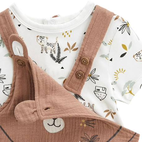 Ensemble salopette bébé en gaze de coton et t-shirt yao Marron 4 - vertbaudet enfant 
