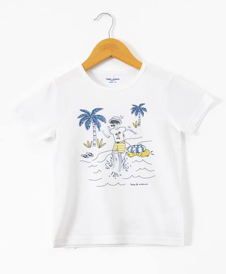 T-shirt manches courtes garçon Fond blanc imprime bleu 3 - vertbaudet enfant 