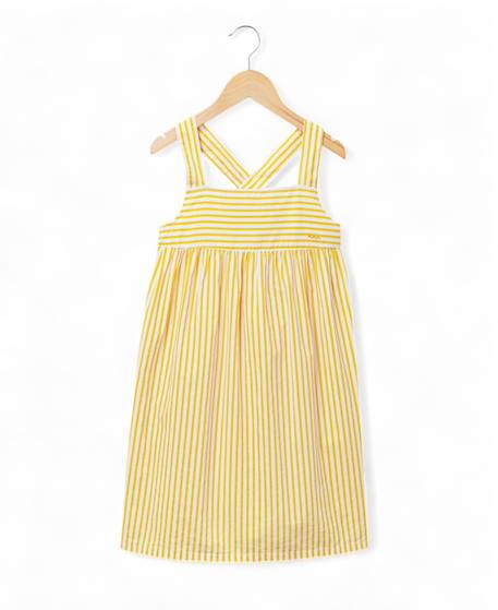 Robe sans manches 100% coton fille Fond blanc raye jaune 3 - vertbaudet enfant 