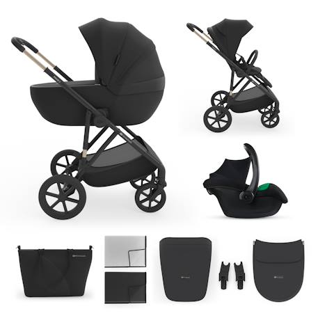 Poussette 3-en-1 PRIME 3 légère avec grandes roues 8/12, conduite à une main, memory buttons, siège été avec panneau mesh, pliage compact, habillage pluie, moustiquaire, siège-auto mink pro 2 inclus Beige+Brun+Noir+Vert 13 - vertbaudet enfant 