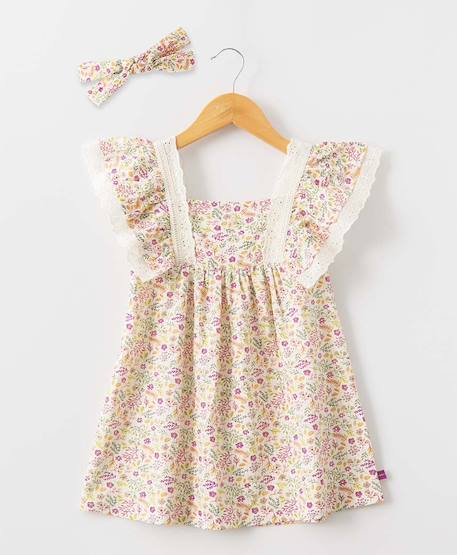 Ensemble robe + bandeau 100% coton fille Grege imprime multicolore 2 - vertbaudet enfant 