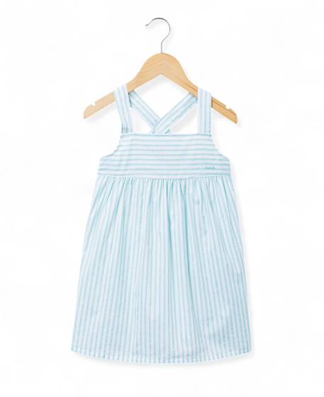 Robe sans manches 100% coton fille Fond blanc raye vert 3 - vertbaudet enfant 