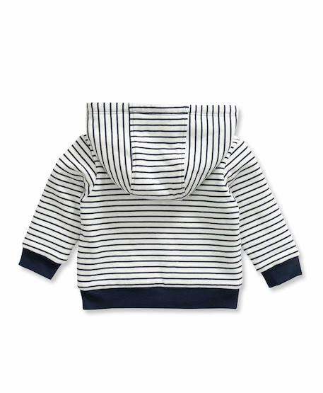 Veste à capuche bébé garçon Fond naturel raye indigo 2 - vertbaudet enfant 