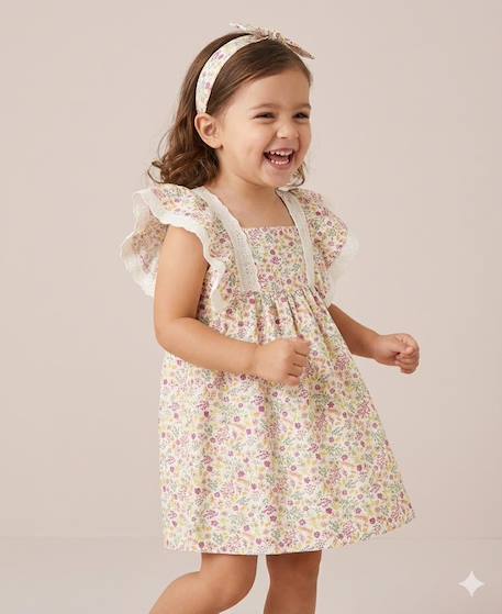 Ensemble robe + bandeau 100% coton fille Grege imprime multicolore 3 - vertbaudet enfant 