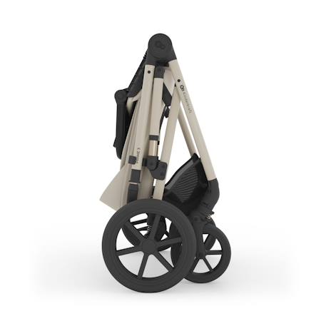 Poussette 3-en-1 PRIME 3 légère avec grandes roues 8/12, conduite à une main, memory buttons, siège été avec panneau mesh, pliage compact, habillage pluie, moustiquaire, siège-auto mink pro 2 inclus Beige+Brun+Noir+Vert 6 - vertbaudet enfant 