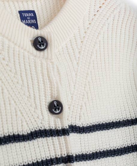 Gilet 100% coton fille Fond naturel raye indigo 4 - vertbaudet enfant 