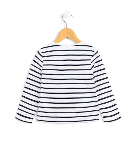 Mariniere manches longues 100% coton fille Fond blanc raye indigo 2 - vertbaudet enfant 