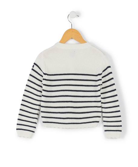 Gilet 100% coton fille Fond naturel raye indigo 3 - vertbaudet enfant 