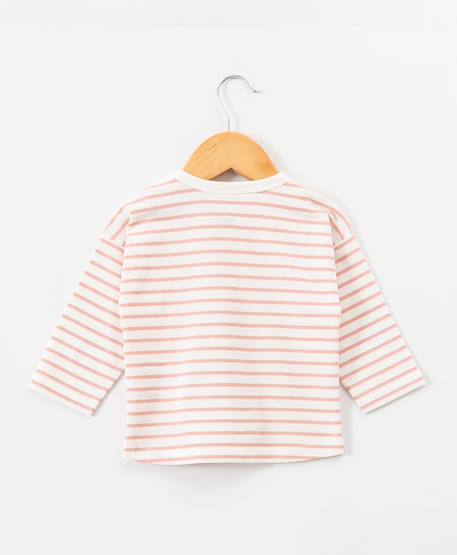 Mariniere manches longues 100% coton bébé fille Fond blanc casse raye rose 3 - vertbaudet enfant 