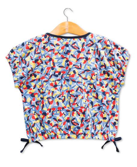 T-shirt manches courtes 100% coton fille Imprime bleu 2 - vertbaudet enfant 