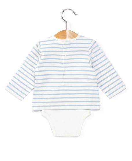 Body manches longues bébé Fond naturel raye bleu ciel 2 - vertbaudet enfant 