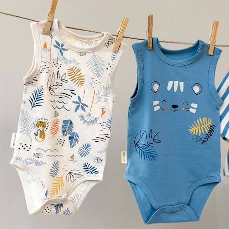 Lot de 2 bodies bébé sans manches biscarosse Bleu 6 - vertbaudet enfant 