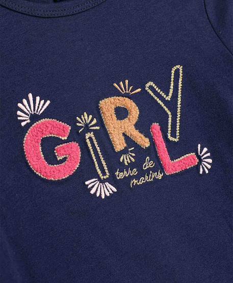 T-shirt manches longues 100% coton fille Indigo 3 - vertbaudet enfant 