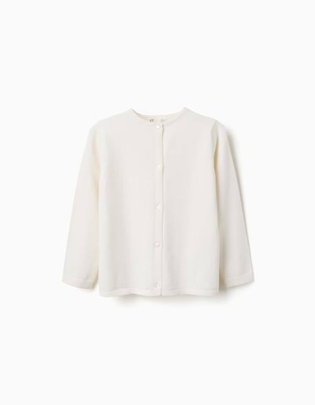 Gilet en maille à col rond Blanc+Bleu foncé 1 - vertbaudet enfant 