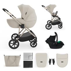 Puériculture-Poussette 3-en-1 PRIME 3 légère avec grandes roues 8/12, conduite à une main, memory buttons, siège été avec panneau mesh, pliage compact, habillage pluie, moustiquaire, siège-auto mink pro 2 inclus