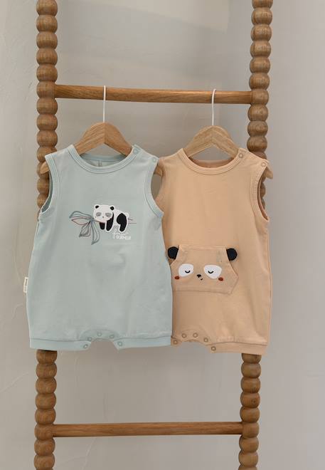 Lot de 2 barboteuses bébé bento Vert 1 - vertbaudet enfant 