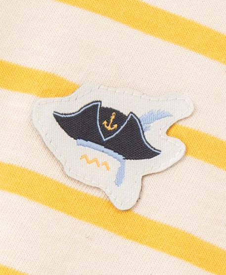 Mariniere manches courtes 100% coton garçon Fond grege raye jaune fonce 2 - vertbaudet enfant 