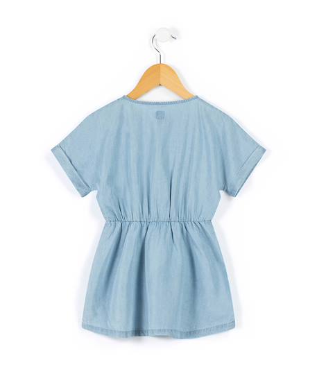 Robe manches courtes fille Denim clair 3 - vertbaudet enfant 
