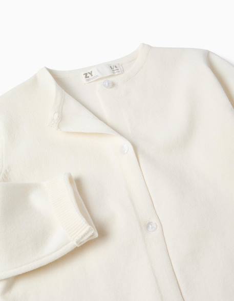 Gilet en maille à col rond Blanc+Bleu foncé 3 - vertbaudet enfant 