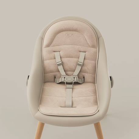 Chaise haute 2-en-1 FINI UP, évolutive transat et repas avec double plateau, harnais 5 points, réglable, insert nouveau-né, arche jouets, pieds bois, facile à nettoyer Beige+Gris 4 - vertbaudet enfant 