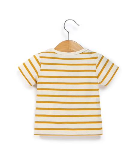 Mariniere manches courtes bébé Fond grege raye jaune 2 - vertbaudet enfant 